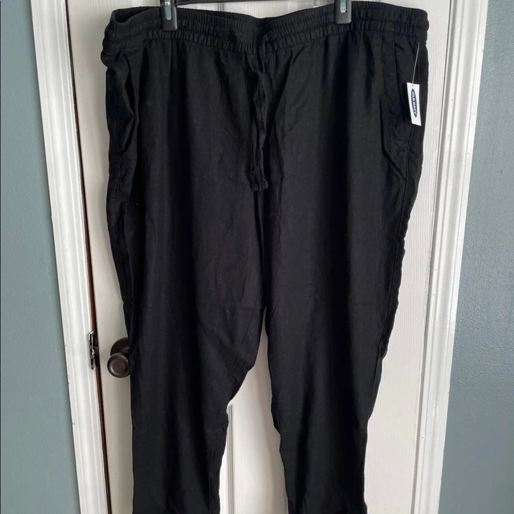 Old Navy Women’s XXL Drawstring Linen Black  Pants